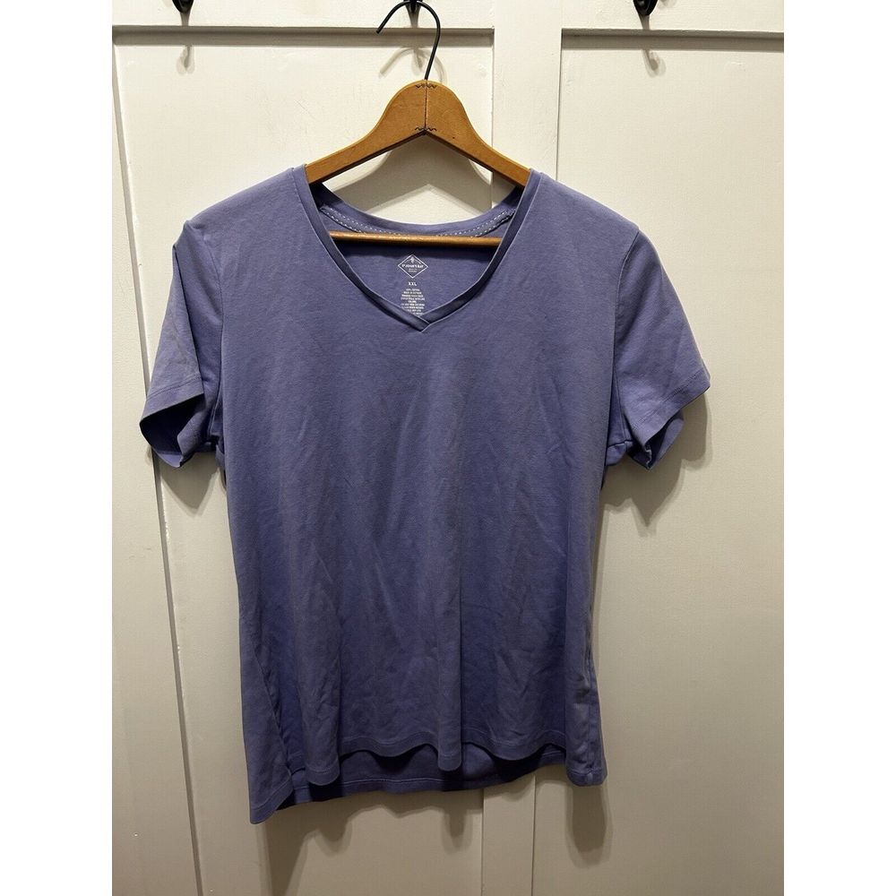 St Johns Bay Top Womens 2X Purple Short Sleeve‎ 100% Cotton Casual